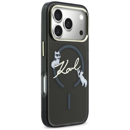 MagSafe futrola za Apple iPhone 18 Pro Max / 17 Pro Max, Karl Lagerfeld, IML Choupette Karl Script Logo, Crna