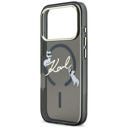 MagSafe futrola za Apple iPhone 18 Pro Max / 17 Pro Max, Karl Lagerfeld, IML Choupette Karl Script Logo, Crna