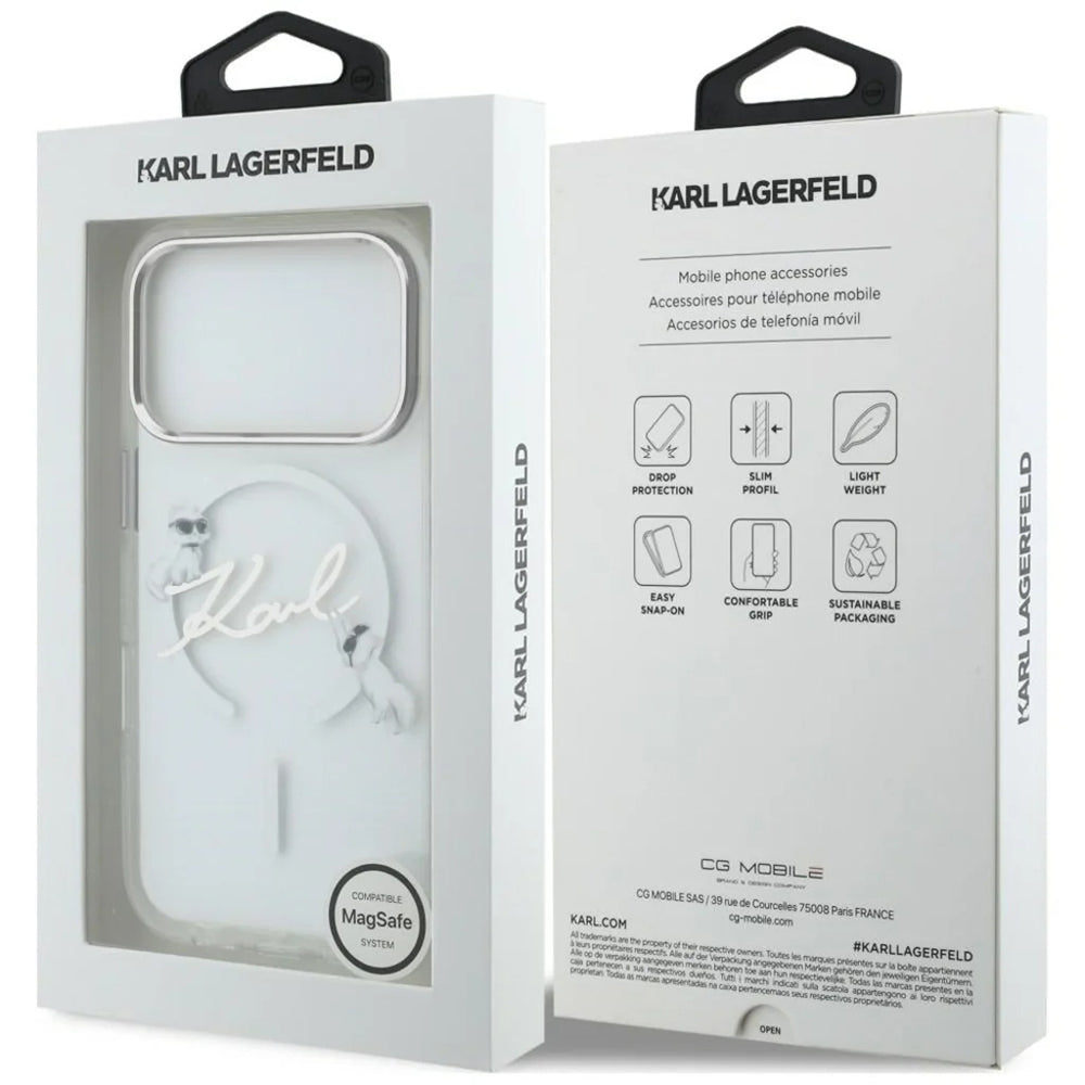 MagSafe futrola za Apple iPhone 18 Pro Max / 17 Pro Max, Karl Lagerfeld, IML Choupette Karl Script Logo, Providna
