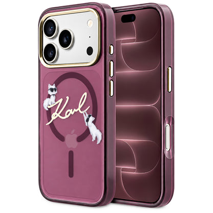 MagSafe futrola za Apple iPhone 18 Pro Max / 17 Pro Max, Karl Lagerfeld, IML Choupette Karl Script Logo, Bordo