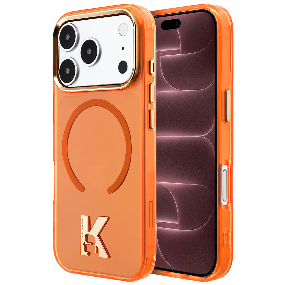 MagSafe maska za Apple iPhone 18 Pro Max / 17 Pro Max, Karl Lagerfeld, IML Karl Head Logo, narandžasta