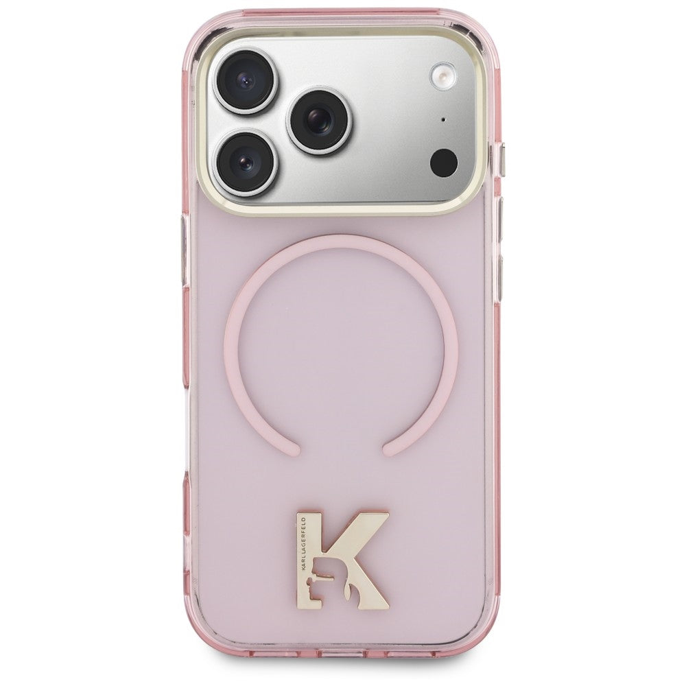 MagSafe maska za Apple iPhone 18 Pro Max / 17 Pro Max, Karl Lagerfeld, IML Karl Head Logo, roze