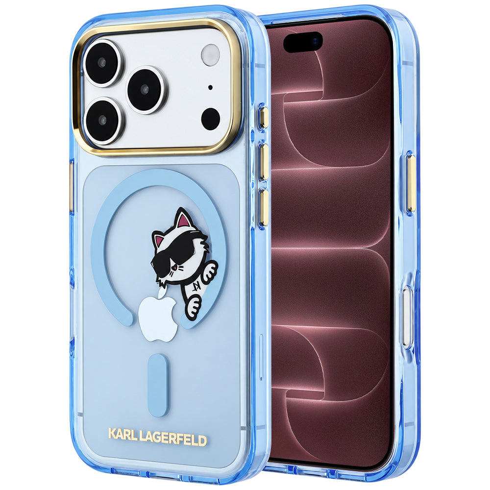 MagSafe maska za Apple iPhone 18 Pro Max / 17 Pro Max, Karl Lagerfeld, IML Peekaboo Print and Metal Frame, plava
