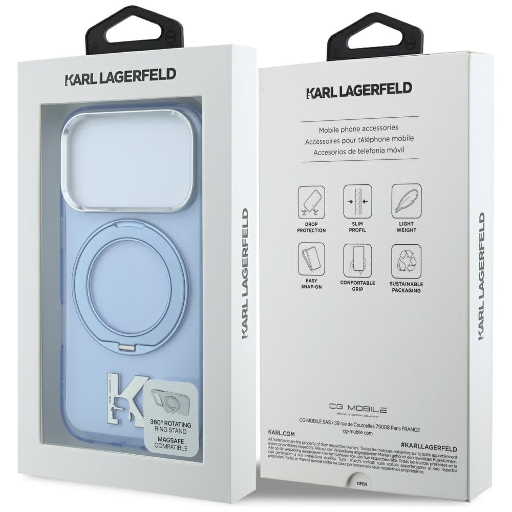 MagSafe futrola za Apple iPhone 18 Pro Max / 17 Pro Max, Karl Lagerfeld, IML Ring Stand Kameo Metal, Plava