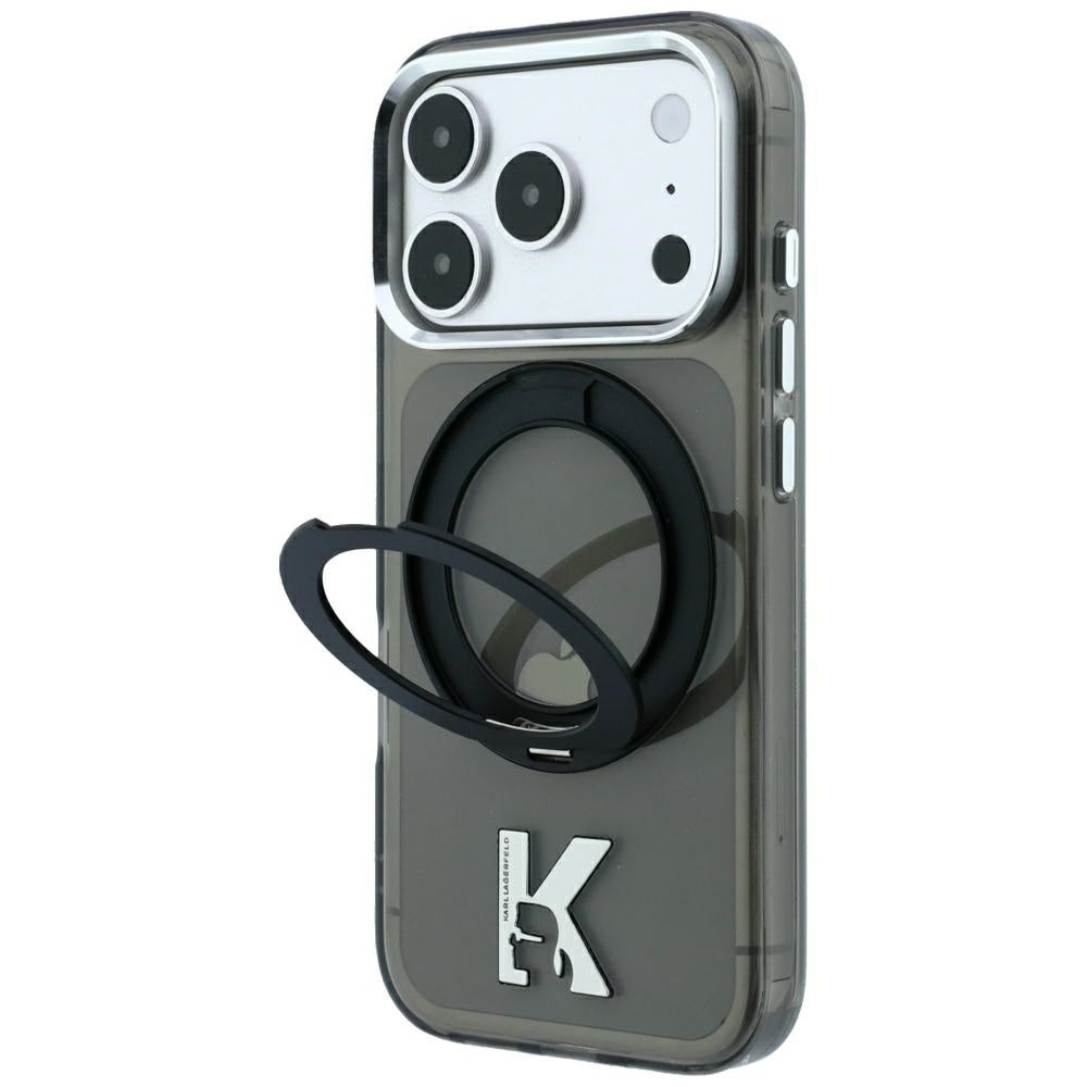 MagSafe futrola za Apple iPhone 18 Pro Max / 17 Pro Max, Karl Lagerfeld, IML Ring Stand Kameo Metal, Crna