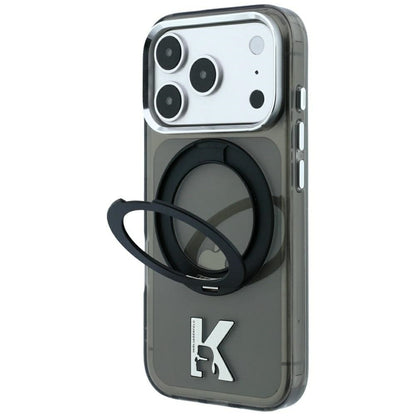 MagSafe futrola za Apple iPhone 18 Pro Max / 17 Pro Max, Karl Lagerfeld, IML Ring Stand Kameo Metal, Crna