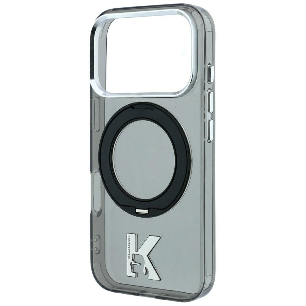 MagSafe futrola za Apple iPhone 18 Pro Max / 17 Pro Max, Karl Lagerfeld, IML Ring Stand Kameo Metal, Crna