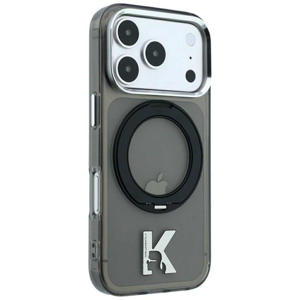 MagSafe futrola za Apple iPhone 18 Pro Max / 17 Pro Max, Karl Lagerfeld, IML Ring Stand Kameo Metal, Crna