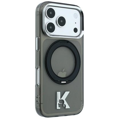 MagSafe futrola za Apple iPhone 18 Pro Max / 17 Pro Max, Karl Lagerfeld, IML Ring Stand Kameo Metal, Crna