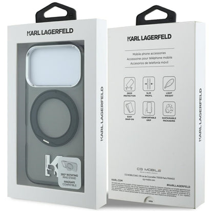 MagSafe futrola za Apple iPhone 18 Pro Max / 17 Pro Max, Karl Lagerfeld, IML Ring Stand Kameo Metal, Crna