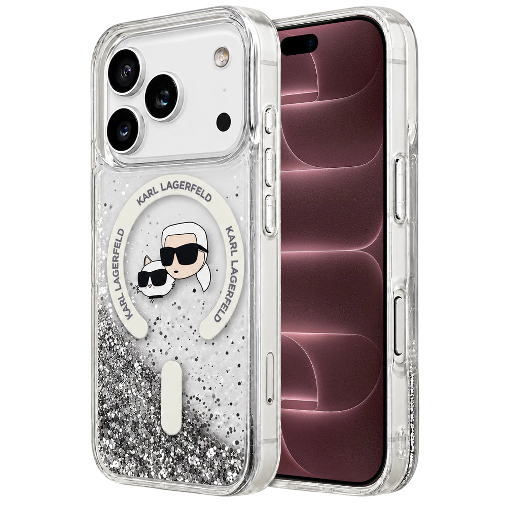 MagSafe futrola za Apple iPhone 18 Pro Max / 17 Pro Max, Karl Lagerfeld, Liquid Glitter Karl & Choupette Head's, Providna