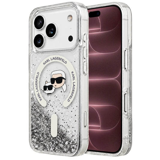 MagSafe futrola za Apple iPhone 18 Pro Max / 17 Pro Max, Karl Lagerfeld, Liquid Glitter Karl & Choupette Head's, Providna