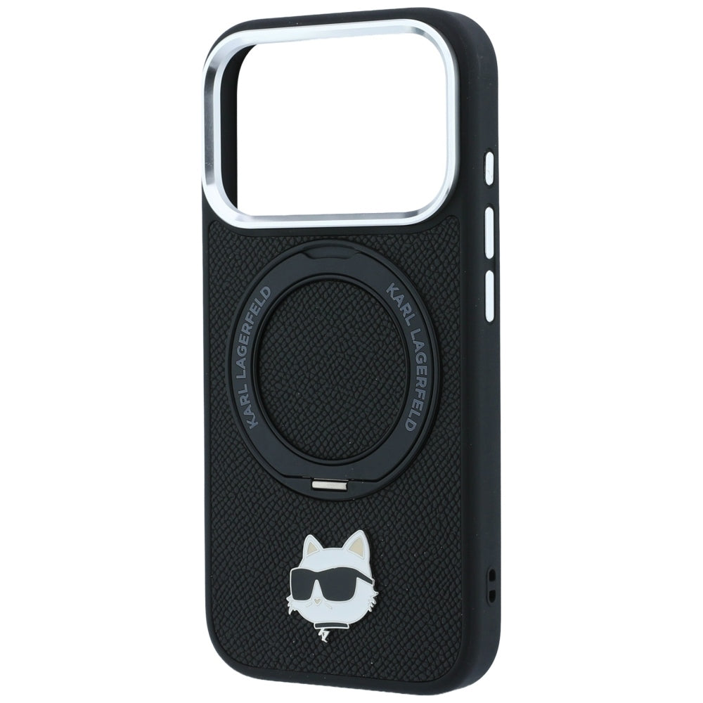 MagSafe maska za Apple iPhone 18 Pro Max / 17 Pro Max, Karl Lagerfeld, Ring Stand 360 Choupette Pin, crna