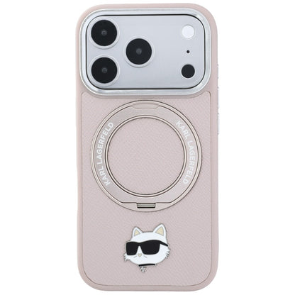 MagSafe maska za Apple iPhone 18 Pro Max / 17 Pro Max, Karl Lagerfeld, Ring Stand 360 Choupette Pin, roze
