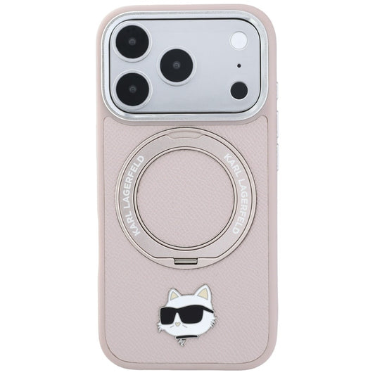 MagSafe maska za Apple iPhone 18 Pro Max / 17 Pro Max, Karl Lagerfeld, Ring Stand 360 Choupette Pin, roze