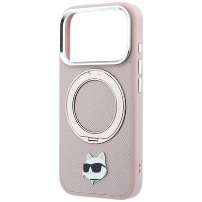 MagSafe maska za Apple iPhone 18 Pro Max / 17 Pro Max, Karl Lagerfeld, Ring Stand 360 Choupette Pin, roze