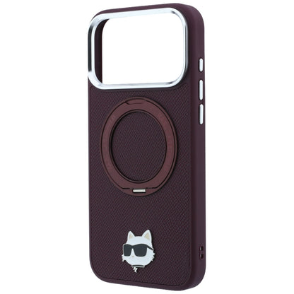 MagSafe futrola za Apple iPhone 18 Pro Max / 17 Pro Max, Karl Lagerfeld, Saffiano Ring Stand 360 Choupette Pin, Bordo