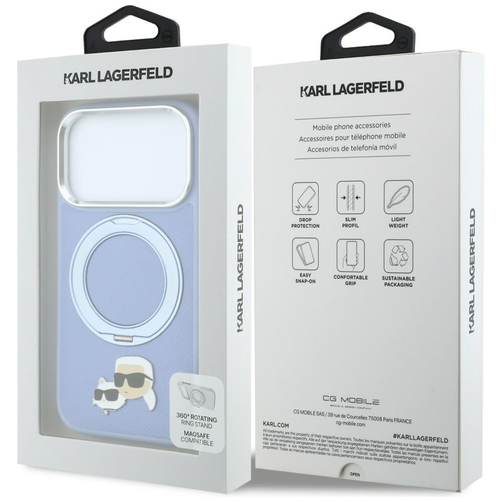 MagSafe futrola za Apple iPhone 18 Pro Max / 17 Pro Max, Karl Lagerfeld, Ring Stand 360 Karl & Choupette Pin, Plava
