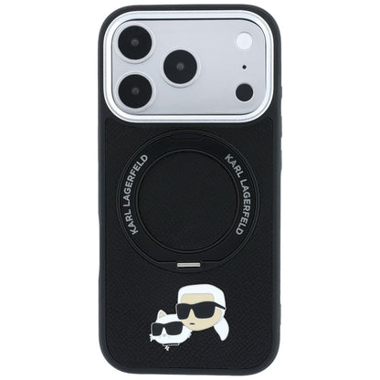 MagSafe futrola za Apple iPhone 18 Pro Max / 17 Pro Max, Karl Lagerfeld, Ring Stand 360 Karl & Choupette Pin, Crna