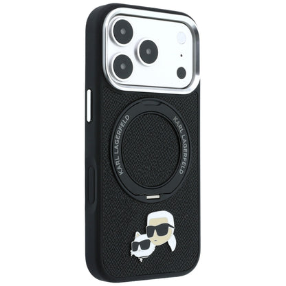 MagSafe futrola za Apple iPhone 18 Pro Max / 17 Pro Max, Karl Lagerfeld, Ring Stand 360 Karl & Choupette Pin, Crna