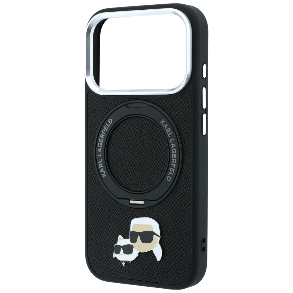 MagSafe futrola za Apple iPhone 18 Pro Max / 17 Pro Max, Karl Lagerfeld, Ring Stand 360 Karl & Choupette Pin, Crna