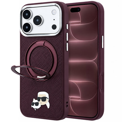 MagSafe maska za Apple iPhone 18 Pro Max / 17 Pro Max, Karl Lagerfeld, Ring Stand 360 Karl & Choupette Pin, bordo boje