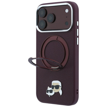 MagSafe maska za Apple iPhone 18 Pro Max / 17 Pro Max, Karl Lagerfeld, Ring Stand 360 Karl & Choupette Pin, bordo boje
