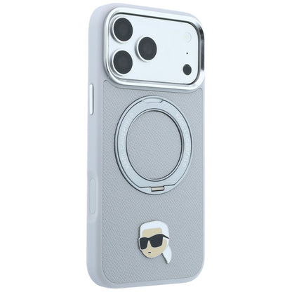 MagSafe maska za Apple iPhone 18 Pro Max / 17 Pro Max, Karl Lagerfeld, Ring Stand 360 Karl Pin, siva