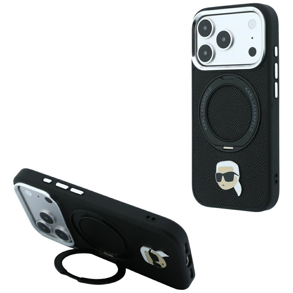 MagSafe maska za Apple iPhone 18 Pro Max / 17 Pro Max, Karl Lagerfeld, Ring Stand 360 Karl Pin, crna