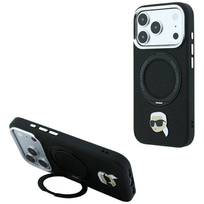 MagSafe maska za Apple iPhone 18 Pro Max / 17 Pro Max, Karl Lagerfeld, Ring Stand 360 Karl Pin, crna