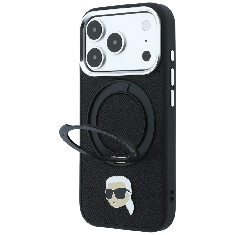 MagSafe maska za Apple iPhone 18 Pro Max / 17 Pro Max, Karl Lagerfeld, Ring Stand 360 Karl Pin, crna