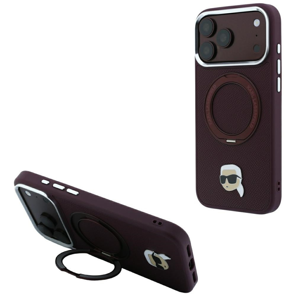 MagSafe futrola za Apple iPhone 18 Pro Max / 17 Pro Max, Karl Lagerfeld, Ring Stand 360 Karl Pin, Bordo