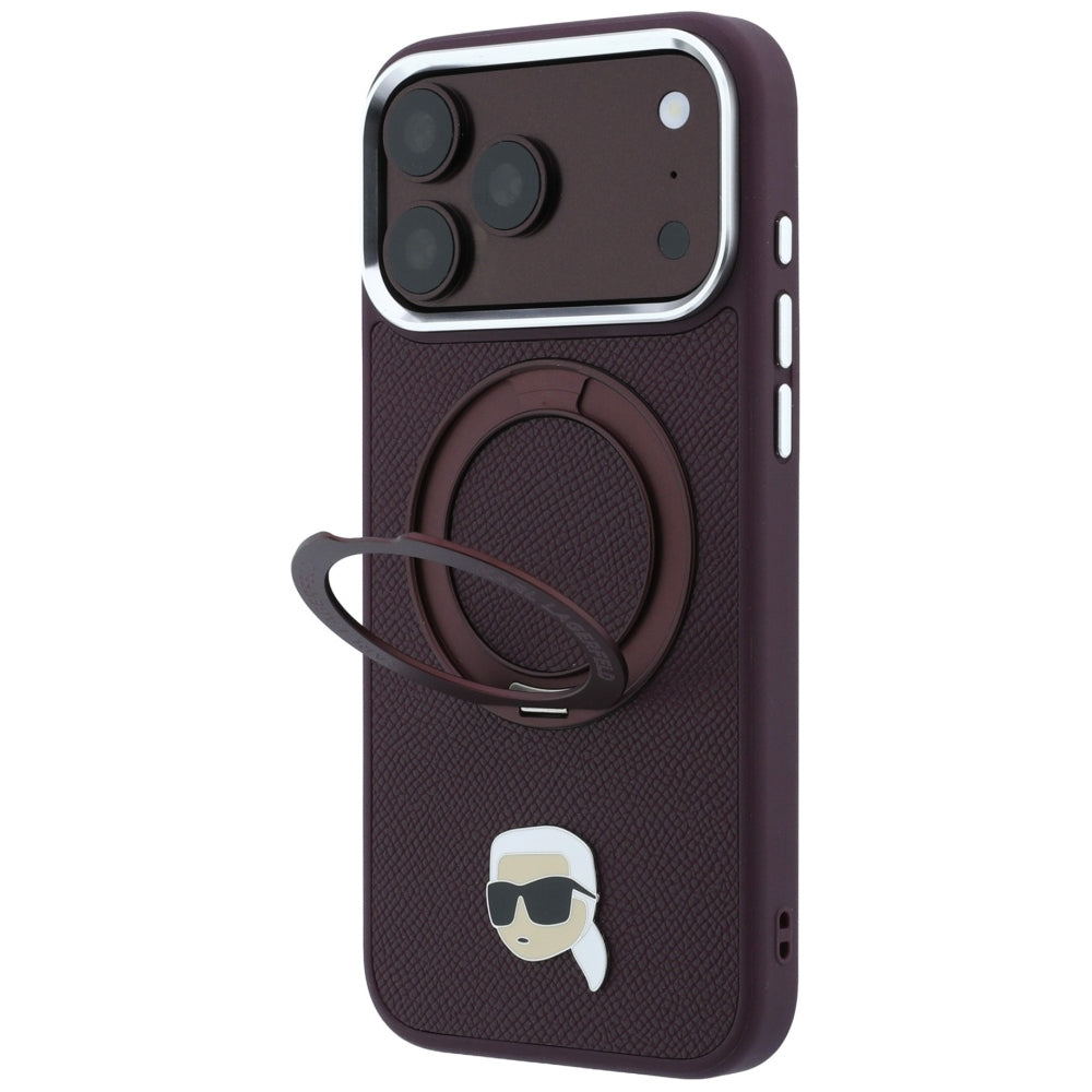 MagSafe futrola za Apple iPhone 18 Pro Max / 17 Pro Max, Karl Lagerfeld, Ring Stand 360 Karl Pin, Bordo