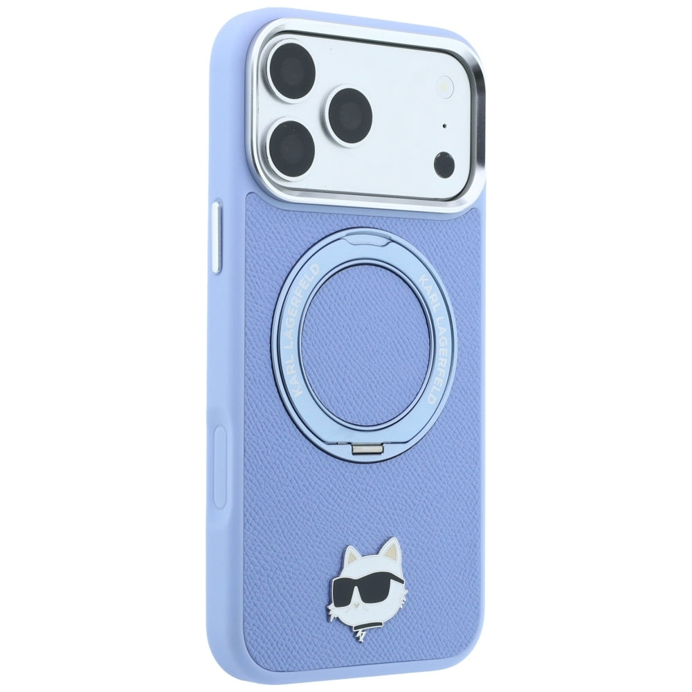 MagSafe futrola za Apple iPhone 18 Pro Max / 17 Pro Max, Karl Lagerfeld, Saffiano Ring Stand 360 Choupette Pin, Plava