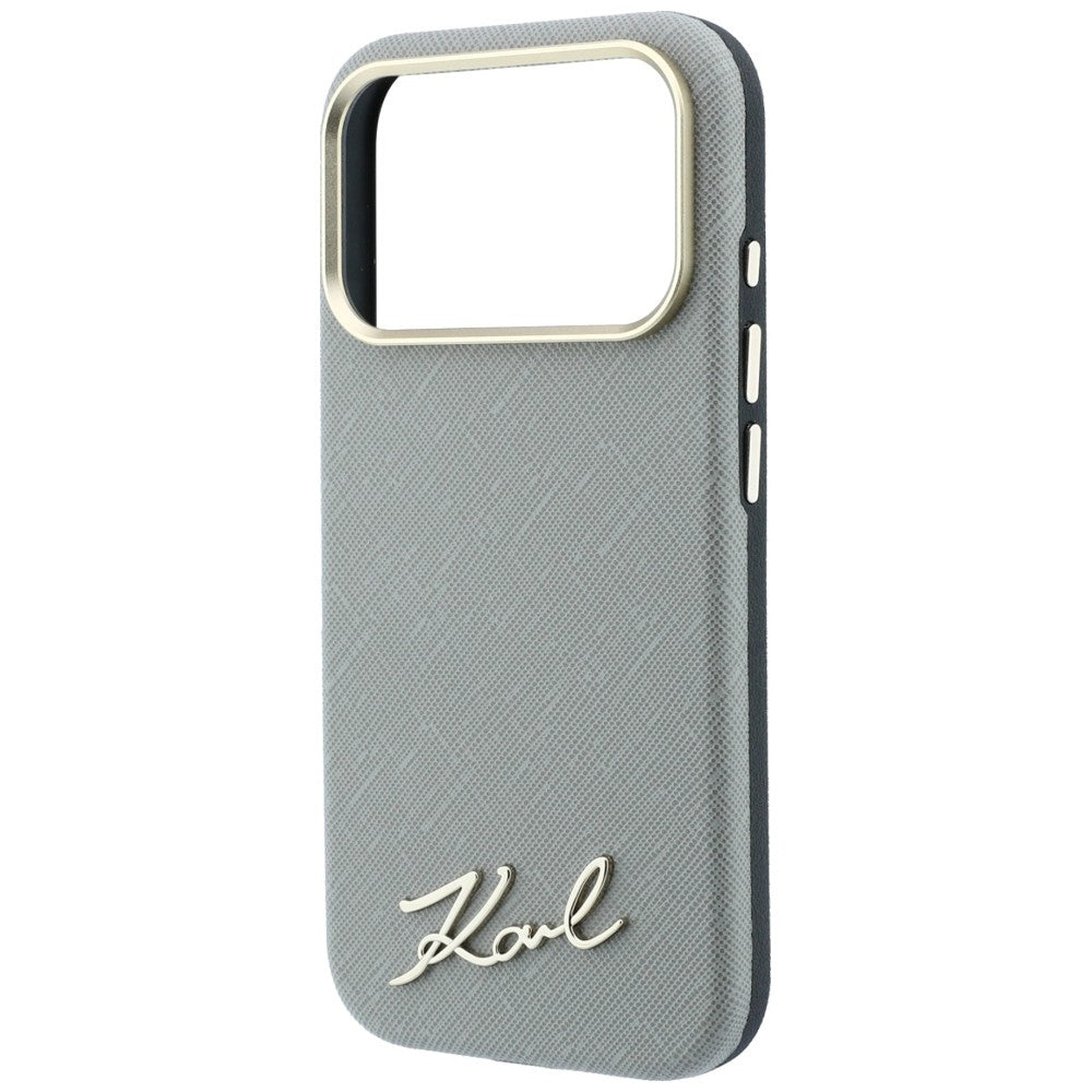 MagSafe futrola za Apple iPhone 18 Pro Max / 17 Pro Max, Karl Lagerfeld, Saffiano Small Script Metal Logo, Bež