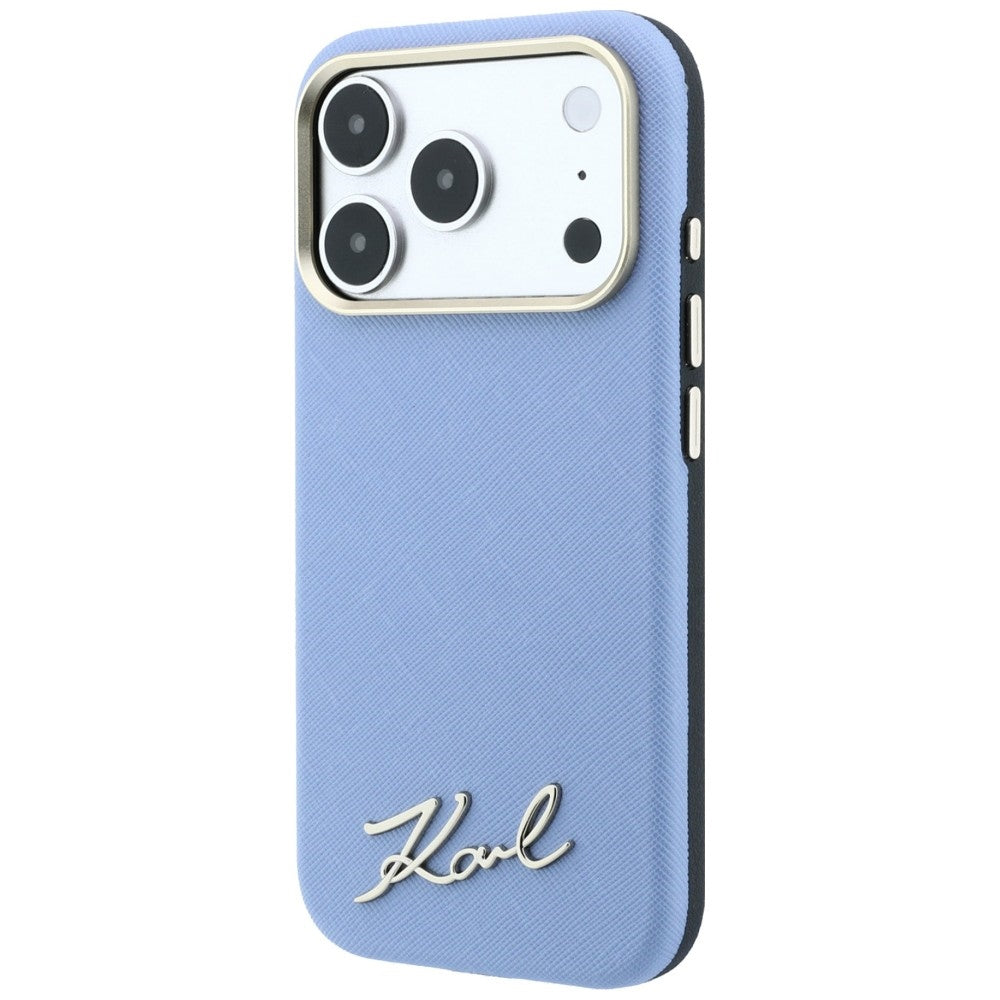 MagSafe futrola za Apple iPhone 18 Pro Max / 17 Pro Max, Karl Lagerfeld, Saffiano Small Script Metal Logo, Plava