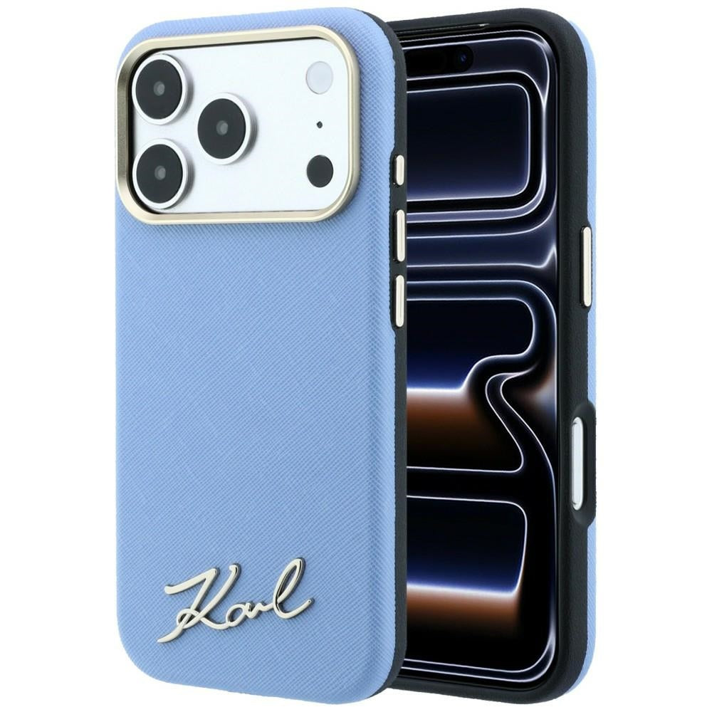 MagSafe futrola za Apple iPhone 18 Pro Max / 17 Pro Max, Karl Lagerfeld, Saffiano Small Script Metal Logo, Plava