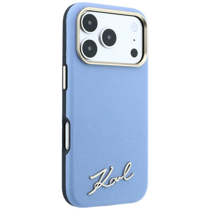MagSafe futrola za Apple iPhone 18 Pro Max / 17 Pro Max, Karl Lagerfeld, Saffiano Small Script Metal Logo, Plava