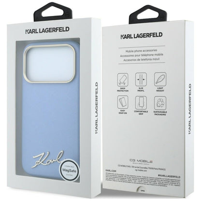 MagSafe futrola za Apple iPhone 18 Pro Max / 17 Pro Max, Karl Lagerfeld, Saffiano Small Script Metal Logo, Plava