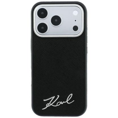 MagSafe futrola za Apple iPhone 18 Pro Max / 17 Pro Max, Karl Lagerfeld, Saffiano Small Script Metal Logo, Crna