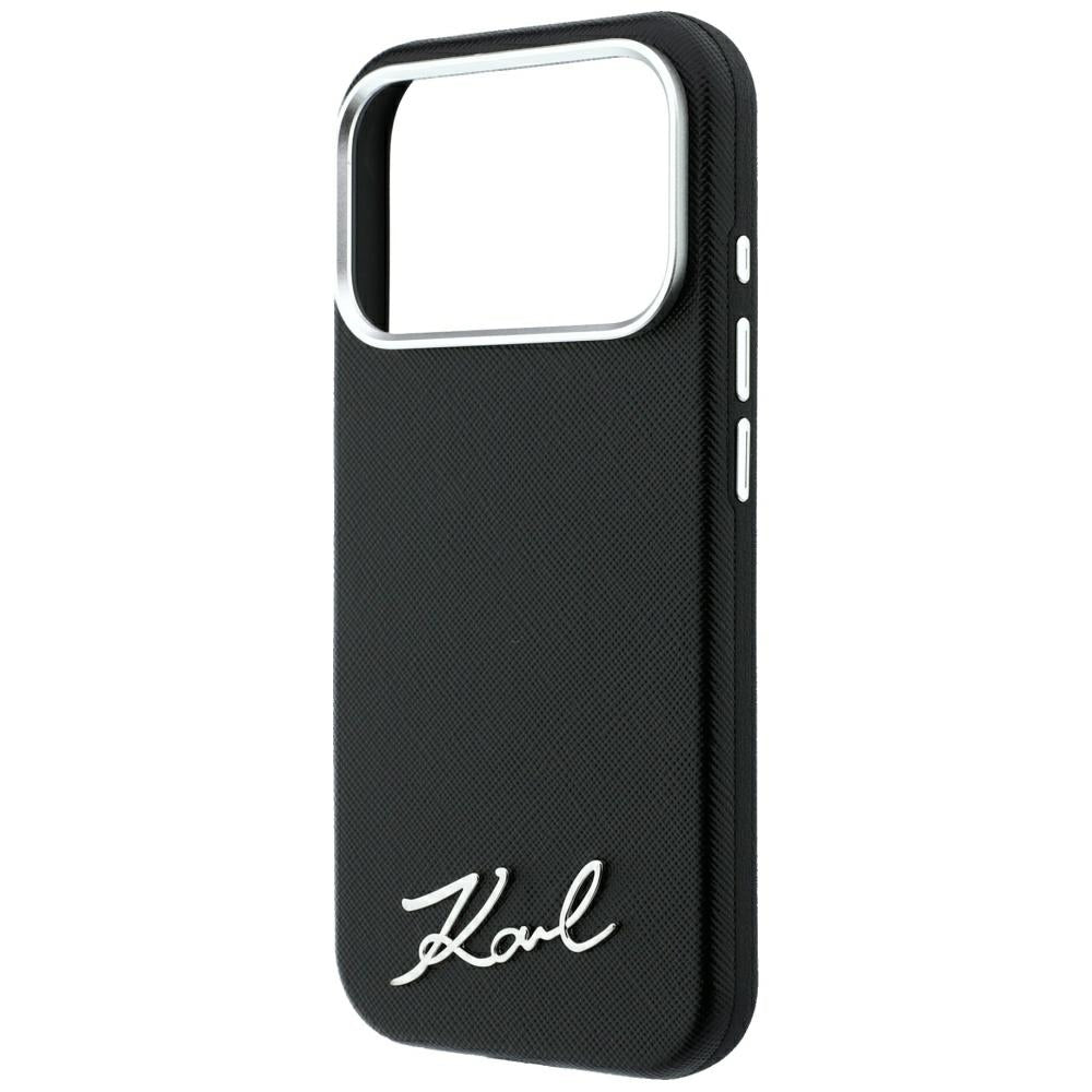 MagSafe futrola za Apple iPhone 18 Pro Max / 17 Pro Max, Karl Lagerfeld, Saffiano Small Script Metal Logo, Crna