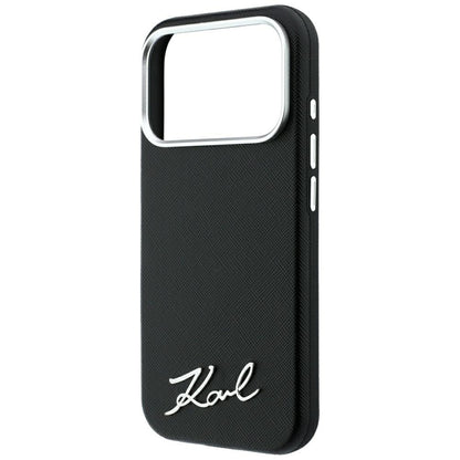 MagSafe futrola za Apple iPhone 18 Pro Max / 17 Pro Max, Karl Lagerfeld, Saffiano Small Script Metal Logo, Crna