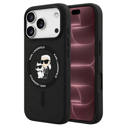 MagSafe maska za Apple iPhone 18 Pro Max / 17 Pro Max, Karl Lagerfeld, Silicone Ring Karl & Choupette, crna
