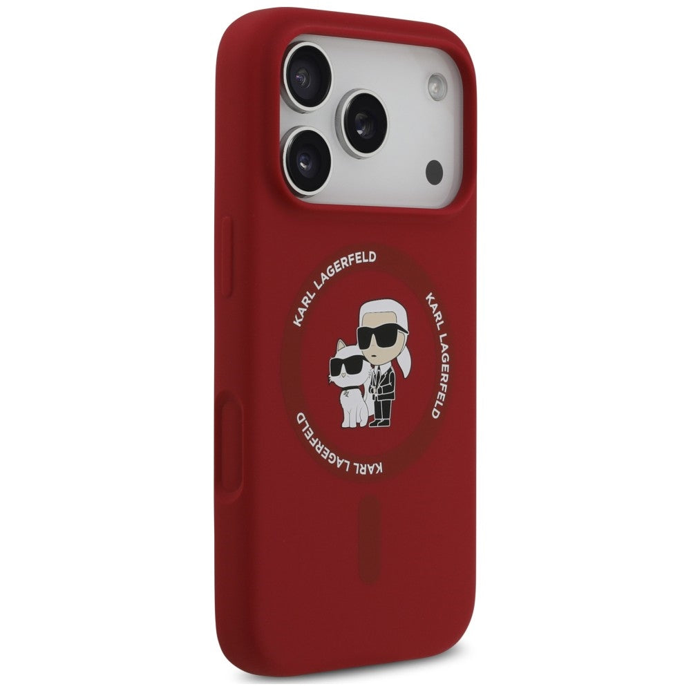 MagSafe maska za Apple iPhone 18 Pro Max / 17 Pro Max, Karl Lagerfeld, silikonski prsten Karl & Choupette, roze