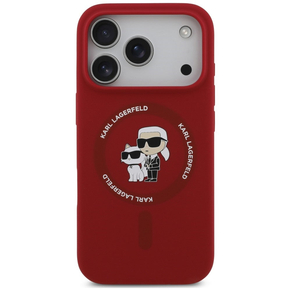 MagSafe maska za Apple iPhone 18 Pro Max / 17 Pro Max, Karl Lagerfeld, silikonski prsten Karl & Choupette, roze