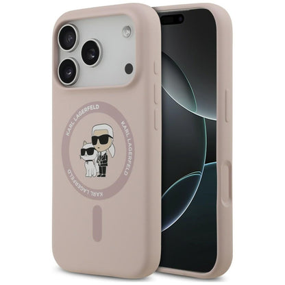 MagSafe maska za Apple iPhone 18 Pro Max / 17 Pro Max, Karl Lagerfeld, Silicone Ring Karl & Choupette, roze