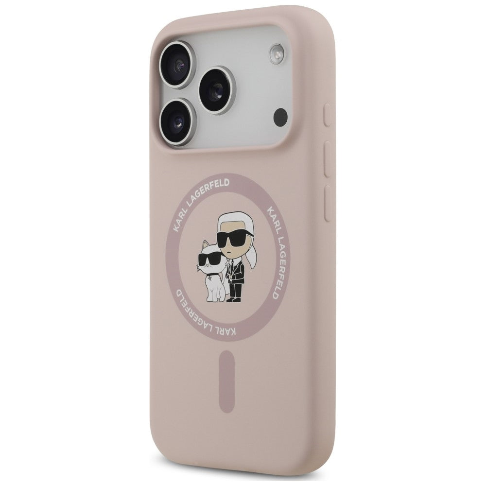 MagSafe maska za Apple iPhone 18 Pro Max / 17 Pro Max, Karl Lagerfeld, Silicone Ring Karl & Choupette, roze