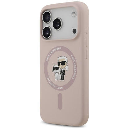 MagSafe maska za Apple iPhone 18 Pro Max / 17 Pro Max, Karl Lagerfeld, Silicone Ring Karl & Choupette, roze