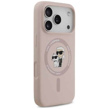 MagSafe maska za Apple iPhone 18 Pro Max / 17 Pro Max, Karl Lagerfeld, Silicone Ring Karl & Choupette, roze