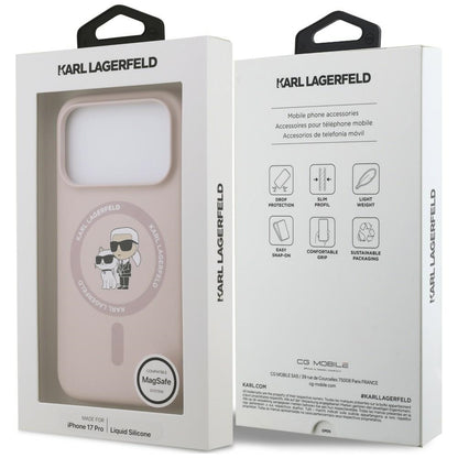 MagSafe maska za Apple iPhone 18 Pro Max / 17 Pro Max, Karl Lagerfeld, Silicone Ring Karl & Choupette, roze